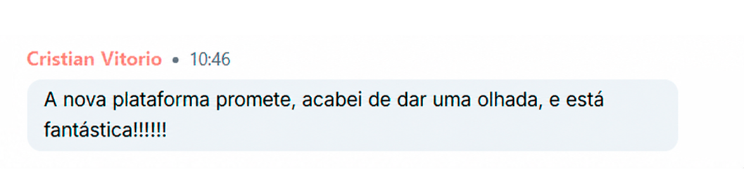 Comentário de aluno sobre a nova plataforma
